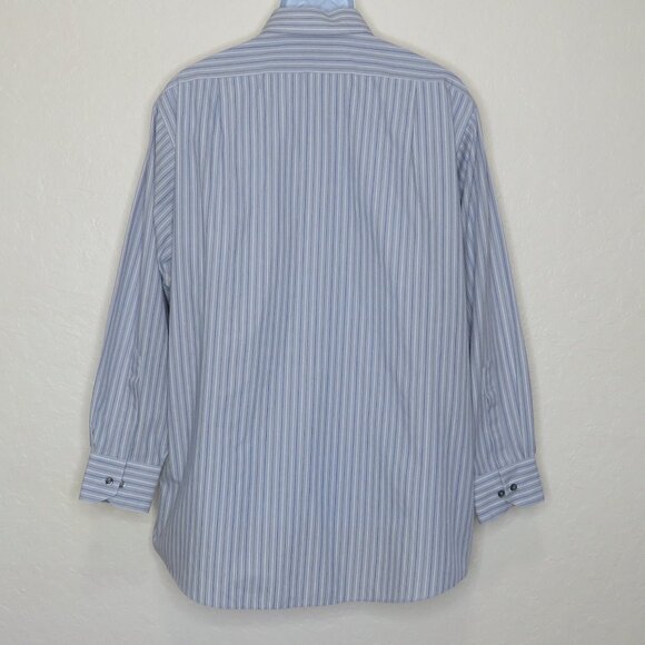 Van Heusen* Men's Long Sleeve Button Down Curved Hem Pinstripe Dress Shirt~Large - Picture 2 of 10